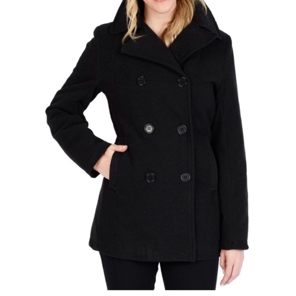 AMERICAN RAG Women's Black Double-Breasted Peacoat FINAL $43